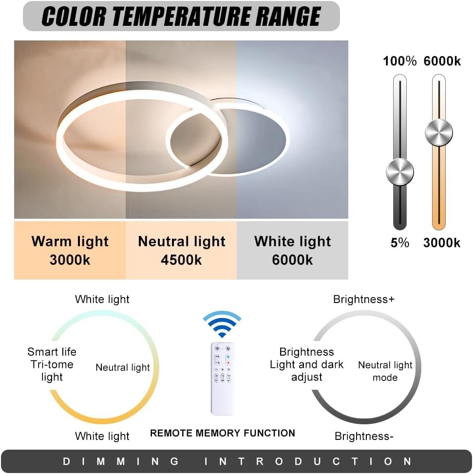 Elegante LED Ring-Deckenlampe – Dimmbar, Warm- & Kaltweiß