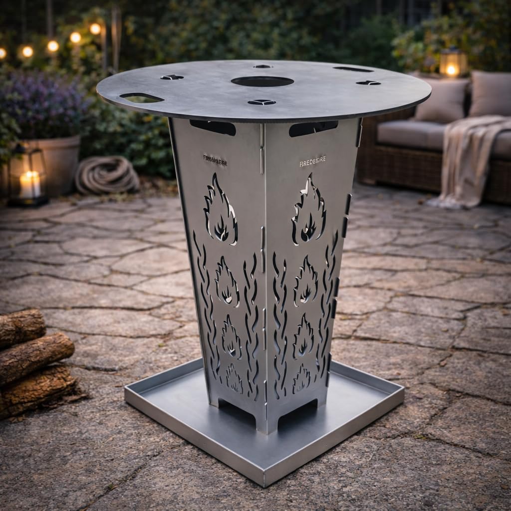 Feuerkorb 80cm mit Grillplatte &amp; Ascheschale – 2-in-1 Feuerschale