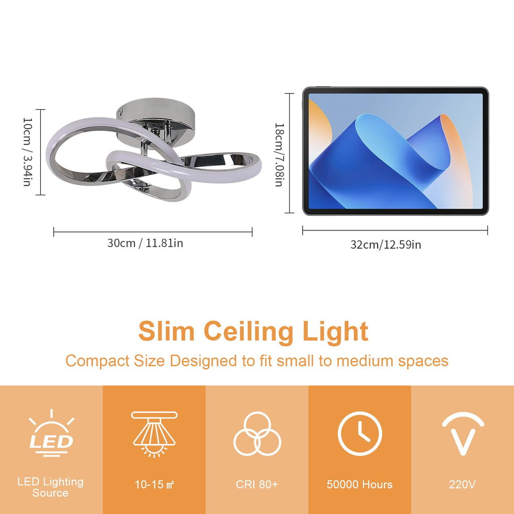 Moderne LED Deckenleuchte 30W – Warmweiß 3000K – Aluminium Design