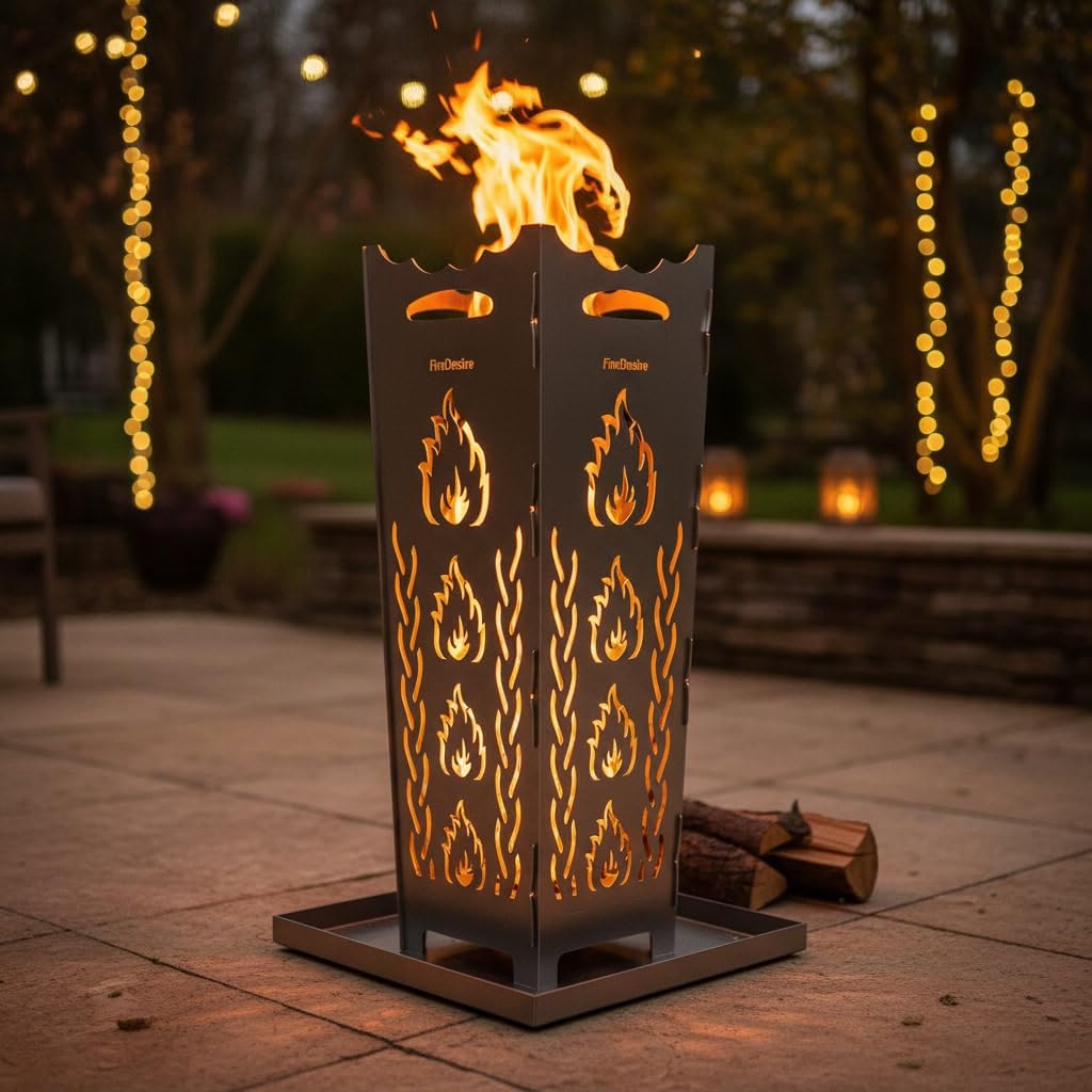 Feuerkorb 80cm mit Grillplatte &amp; Ascheschale – 2-in-1 Feuerschale
