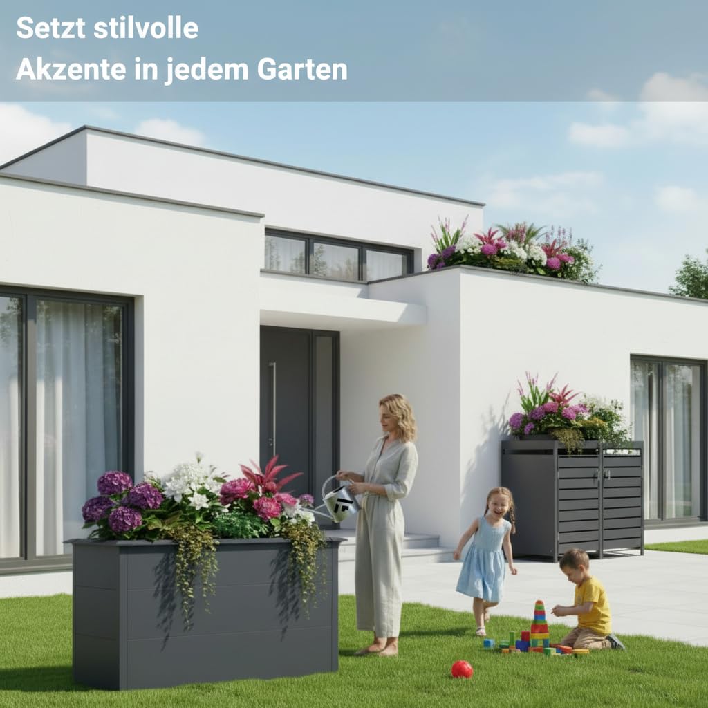 Novaterra Premium Hochbeet Metall Anthrazit 100×50×77 cm – Hochbeet für Garten Kräuter & Blumen