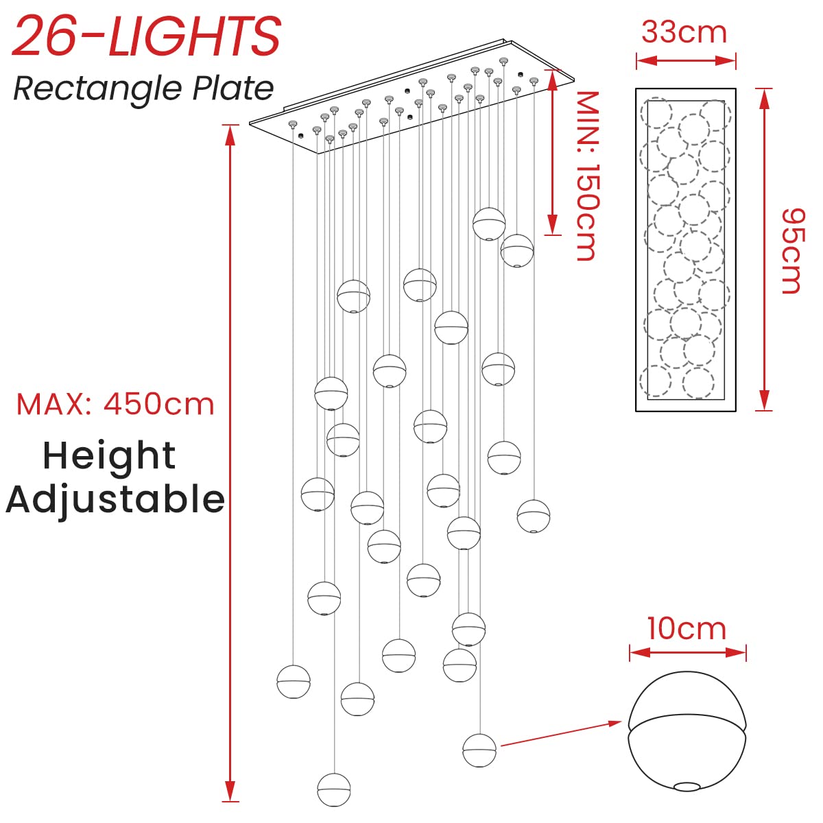 LED Kristall Pendelleuchte 26-flammig – Moderner Glas Kronleuchter für Wohnzimmer & Esszimmer