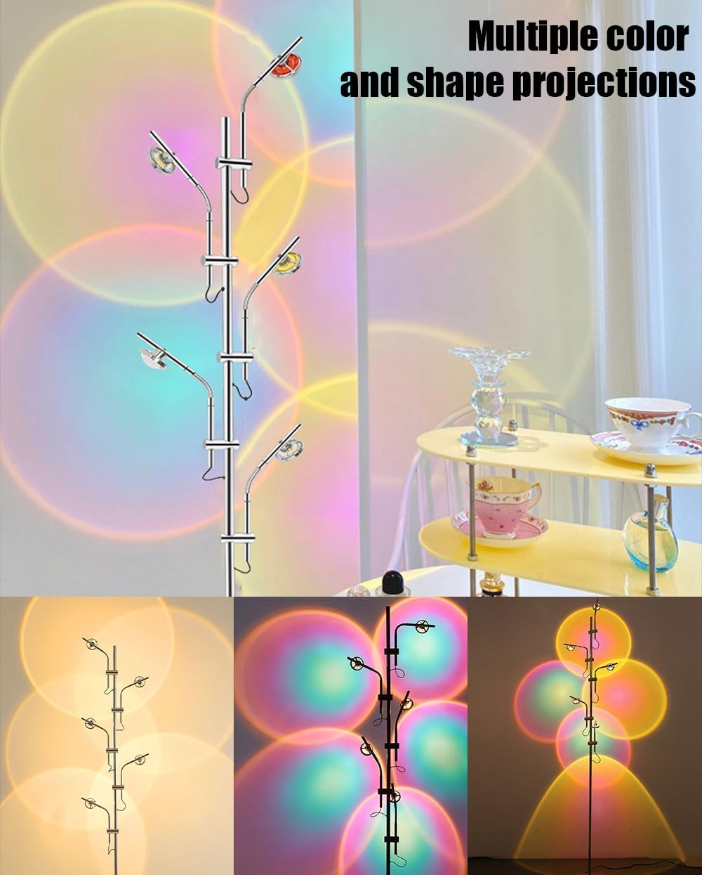 ELINKUME Halo Projektor Stehlampe Chrom | Sonnenuntergang Licht