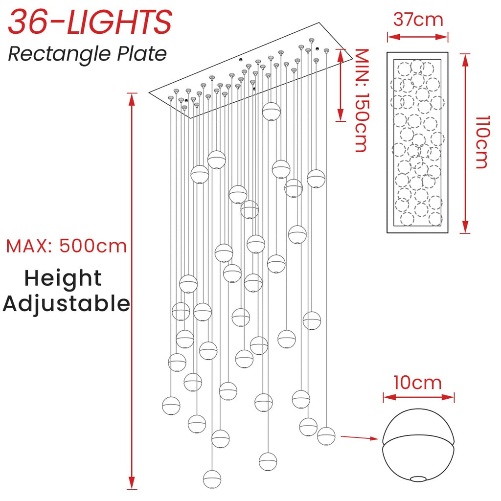 LED Kristall Pendelleuchte 36-flammig – Moderner Kronleuchter aus Glas für Wohnzimmer & Esszimmer