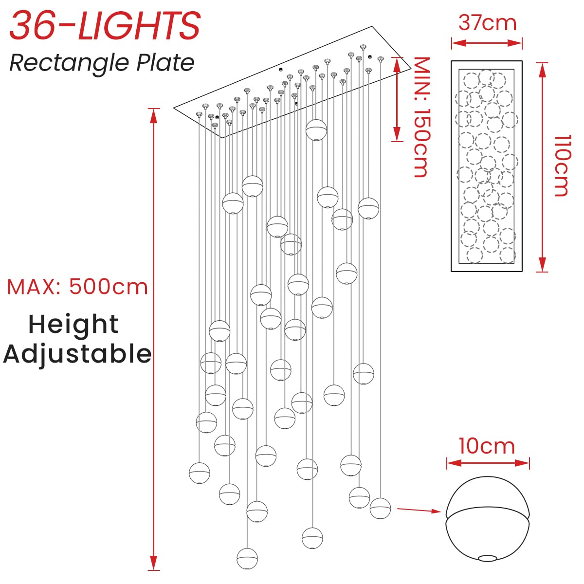LED Kristall Pendelleuchte 36-flammig – Moderner Kronleuchter aus Glas für Wohnzimmer & Esszimmer
