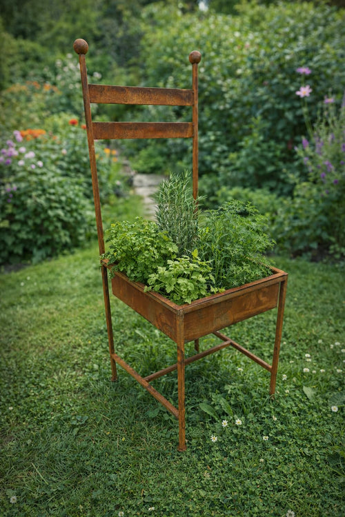 Blümelhuber Metallstuhl Rost Vintage – Pflanzschale Gartendeko zum Bepflanzen