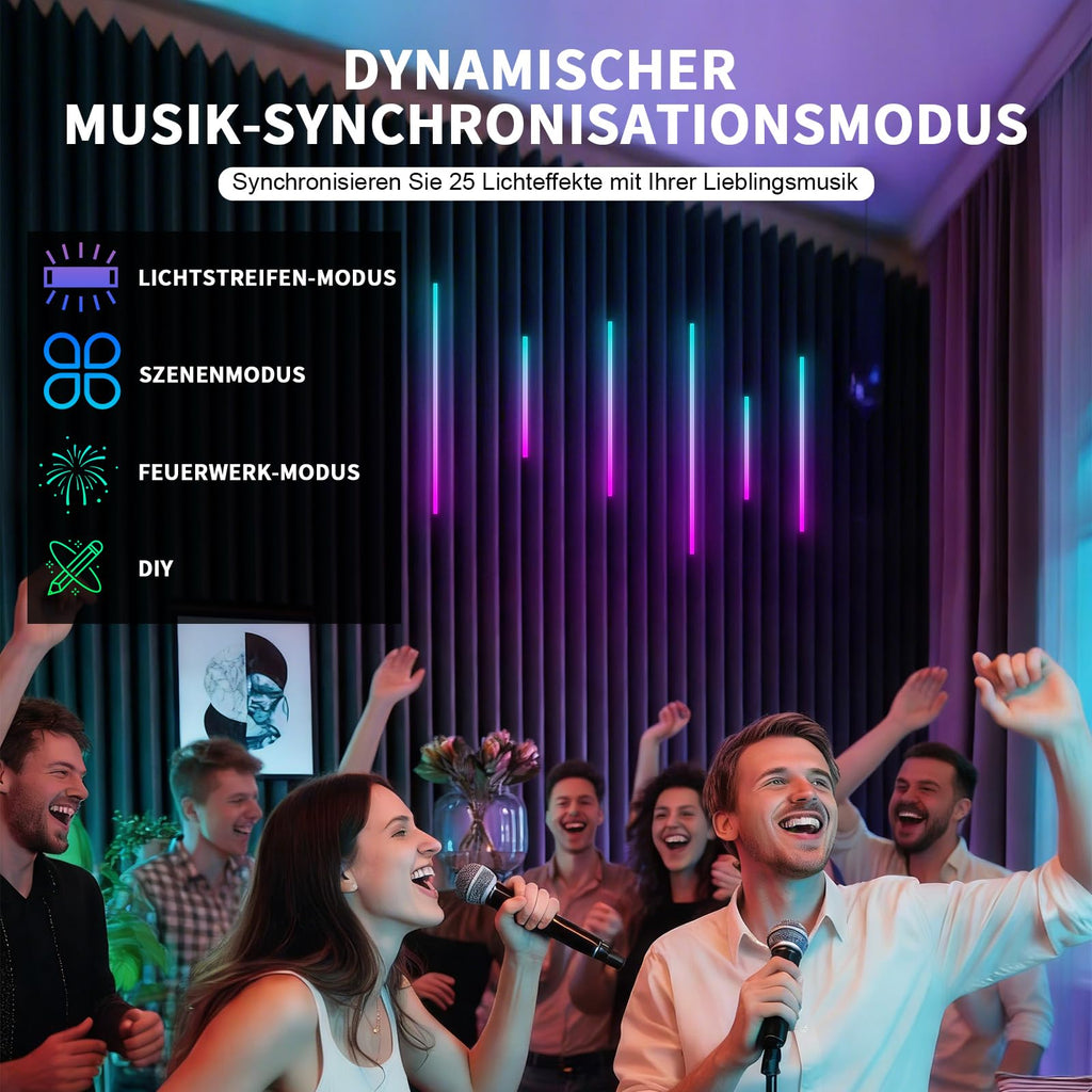 SHUNLEE RGB+IC LED Akustikpaneele – Smarte Wandbeleuchtung mit Musikmodus, 6-teilig