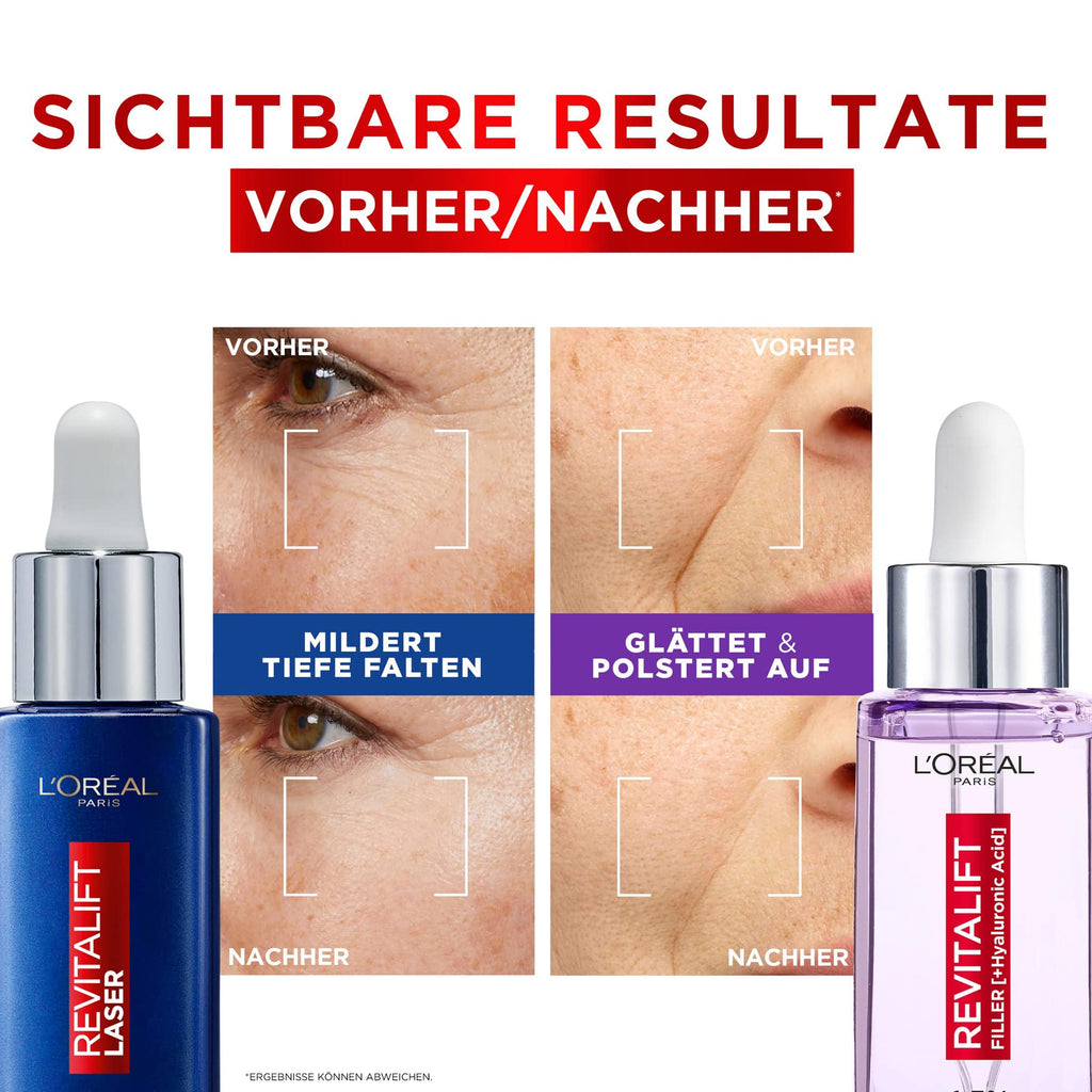 L’Oréal Paris Revitalift Filler Set – Serum + Tagespflege mit Hyaluron, Anti-Falten Pflege für glatte, pralle Haut