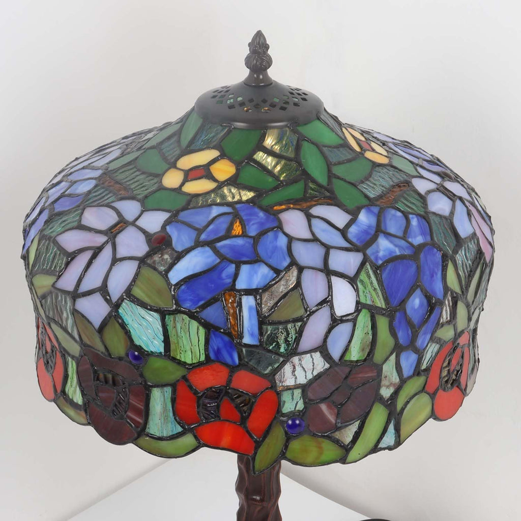 Bieye L30995 Tiffany Tischlampe mit Wisteria-Blumen – Handgefertigte Buntglasleuchte