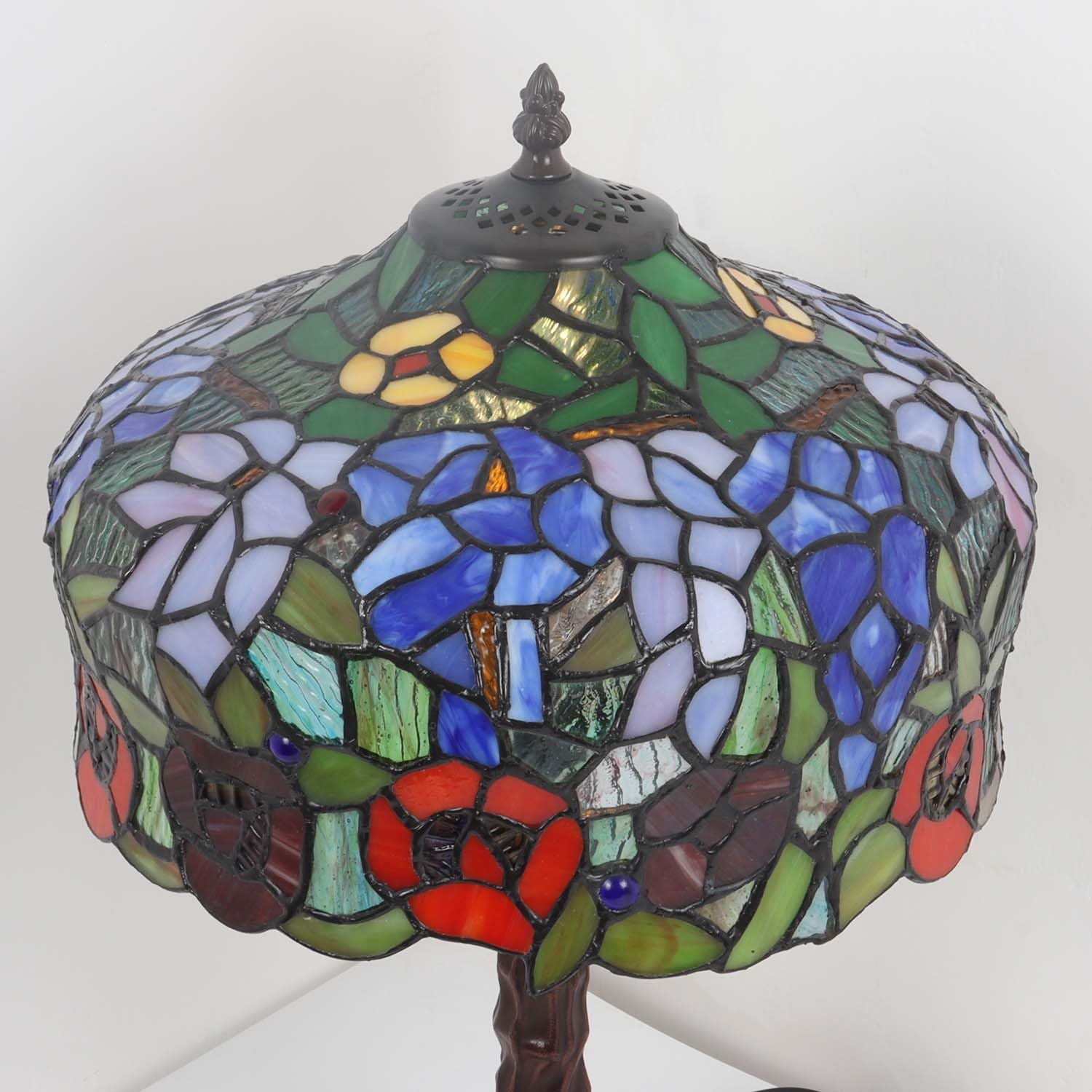 Bieye L30995 Tiffany Tischlampe mit Wisteria-Blumen – Handgefertigte Buntglasleuchte