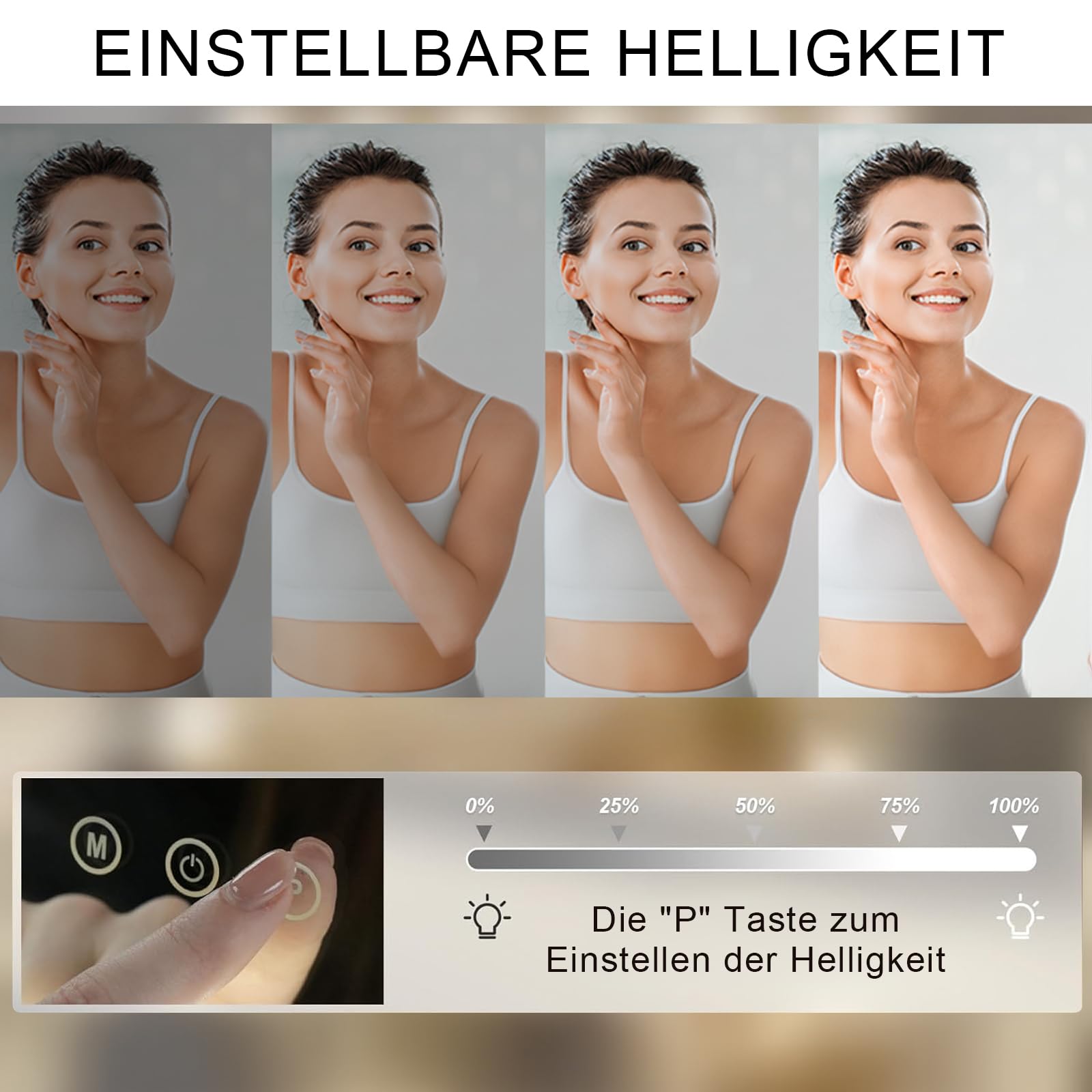 Hollywood Schminkspiegel mit LED Beleuchtung – Kosmetikspiegel dimmbar mit 3 Modi & 10x Vergrößerung