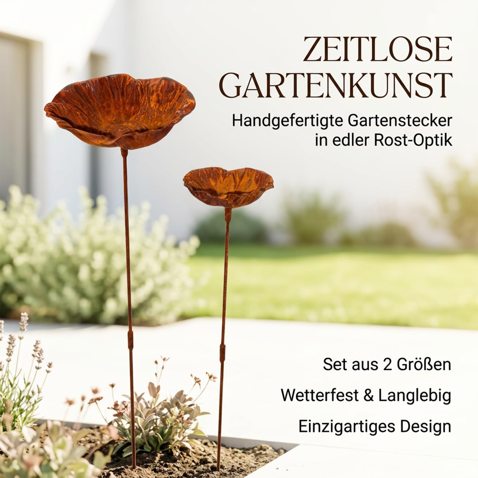 Huicare Regenfänger Gartenstecker Rost Vintage – Insektentränke Eisen Deko