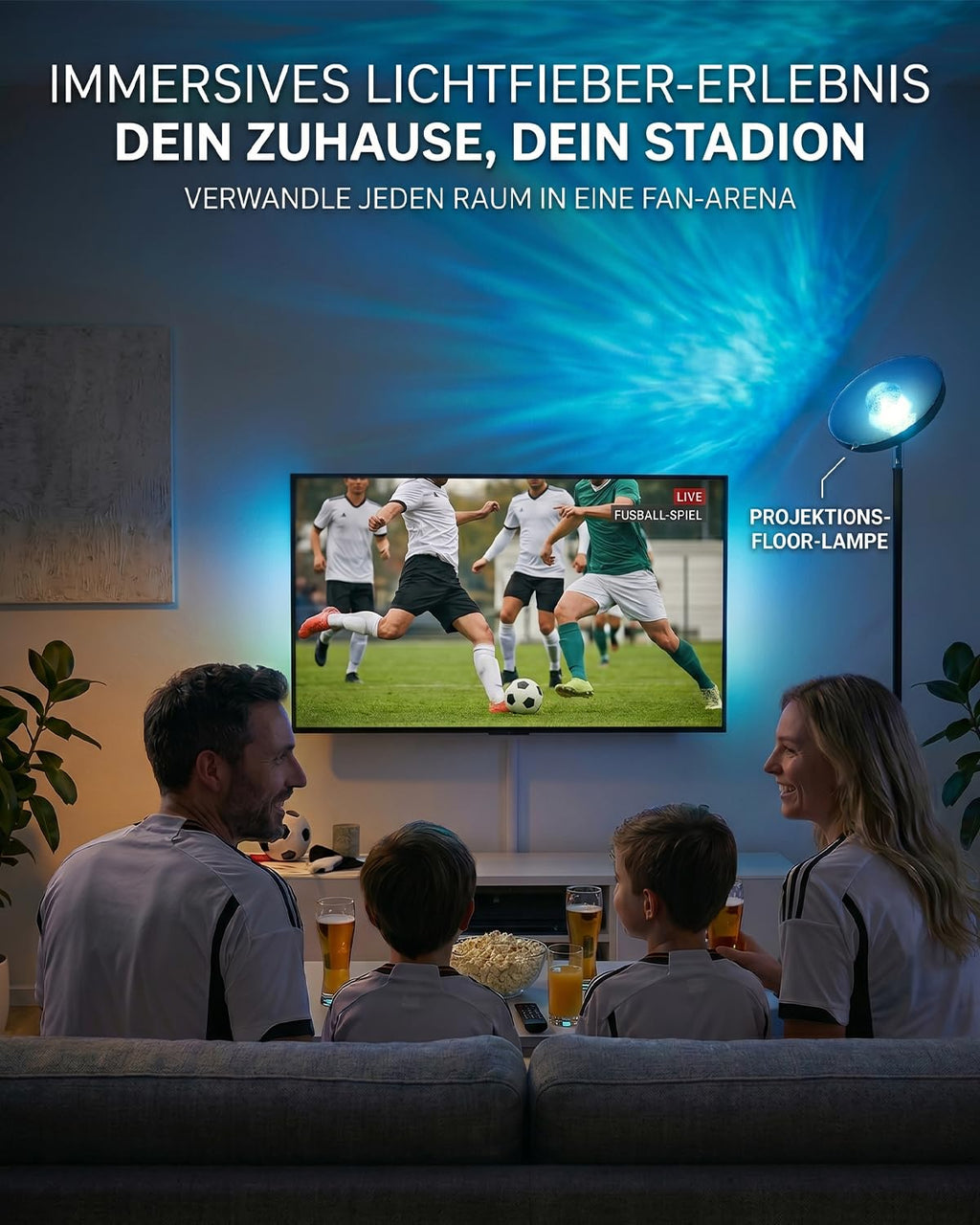 GOOSKI 3-in-1 LED Stehlampe | Deckenfluter mit Wasserwellen & RGBIC