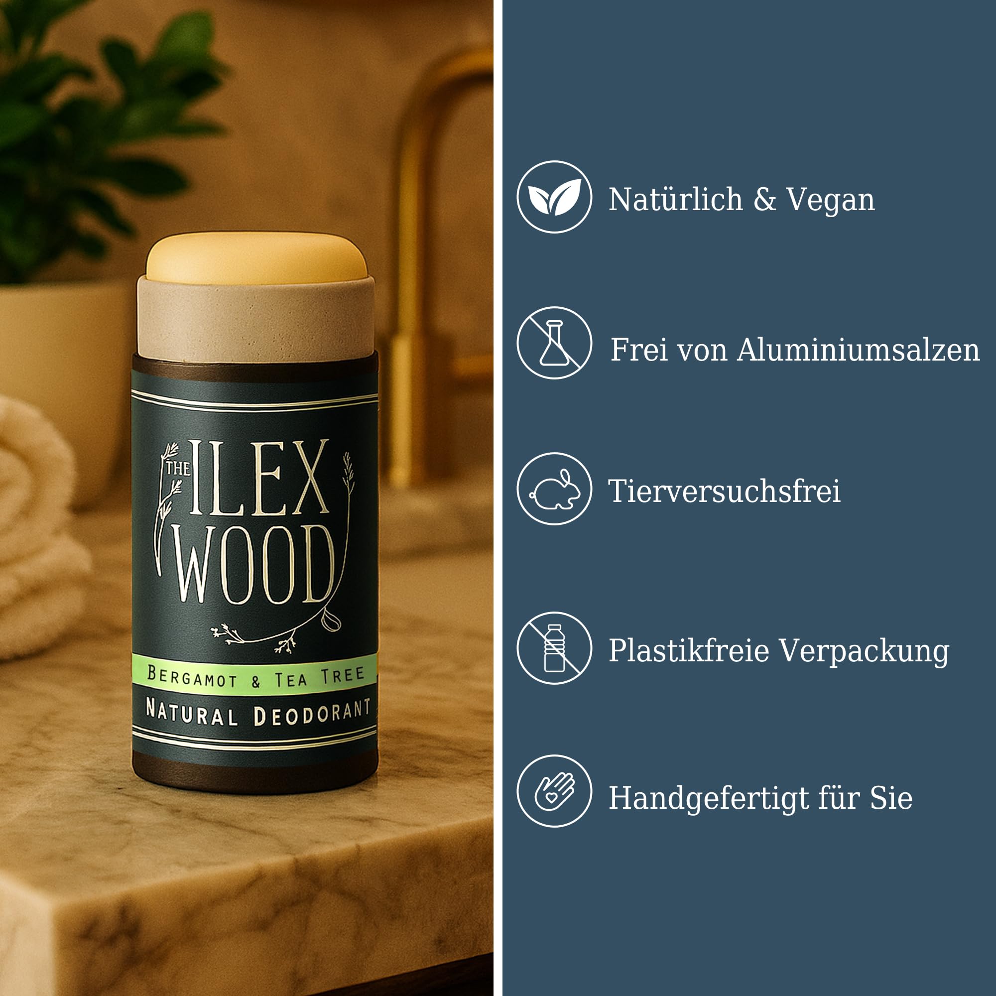 The Ilex Wood Natürliches Deodorant 70 ml – Veganes Deo mit Bergamotte & Teebaumöl