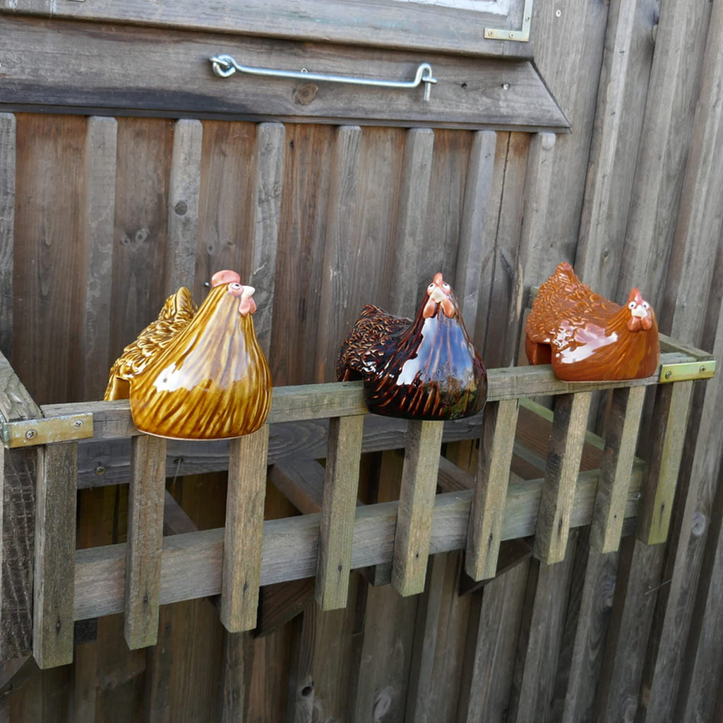 Hühner Deko 3er Set 🐔 Lustige Keramik Gartenfiguren für Balkon Terrasse & Garten