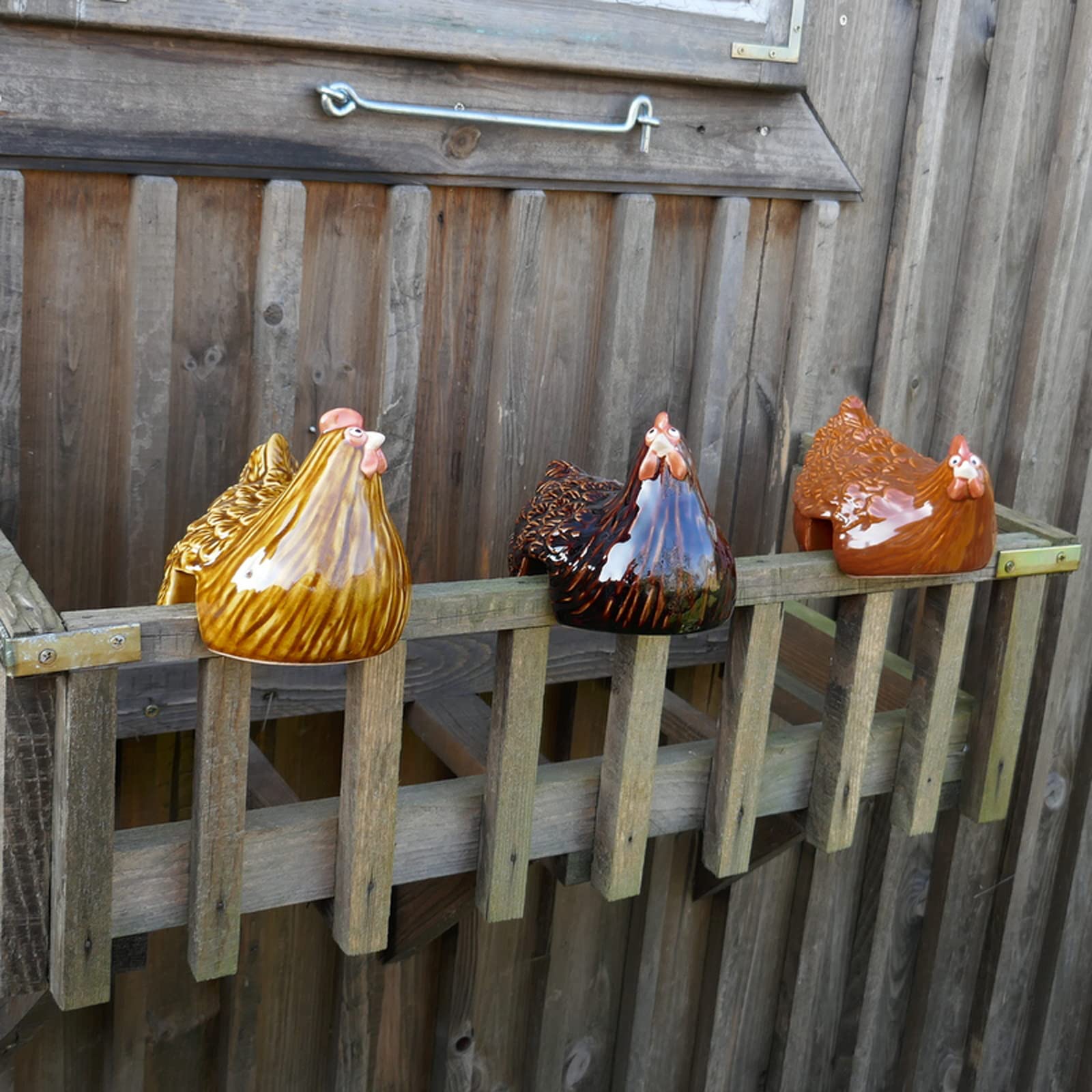 Hühner Deko 3er Set 🐔 Lustige Keramik Gartenfiguren für Balkon Terrasse & Garten