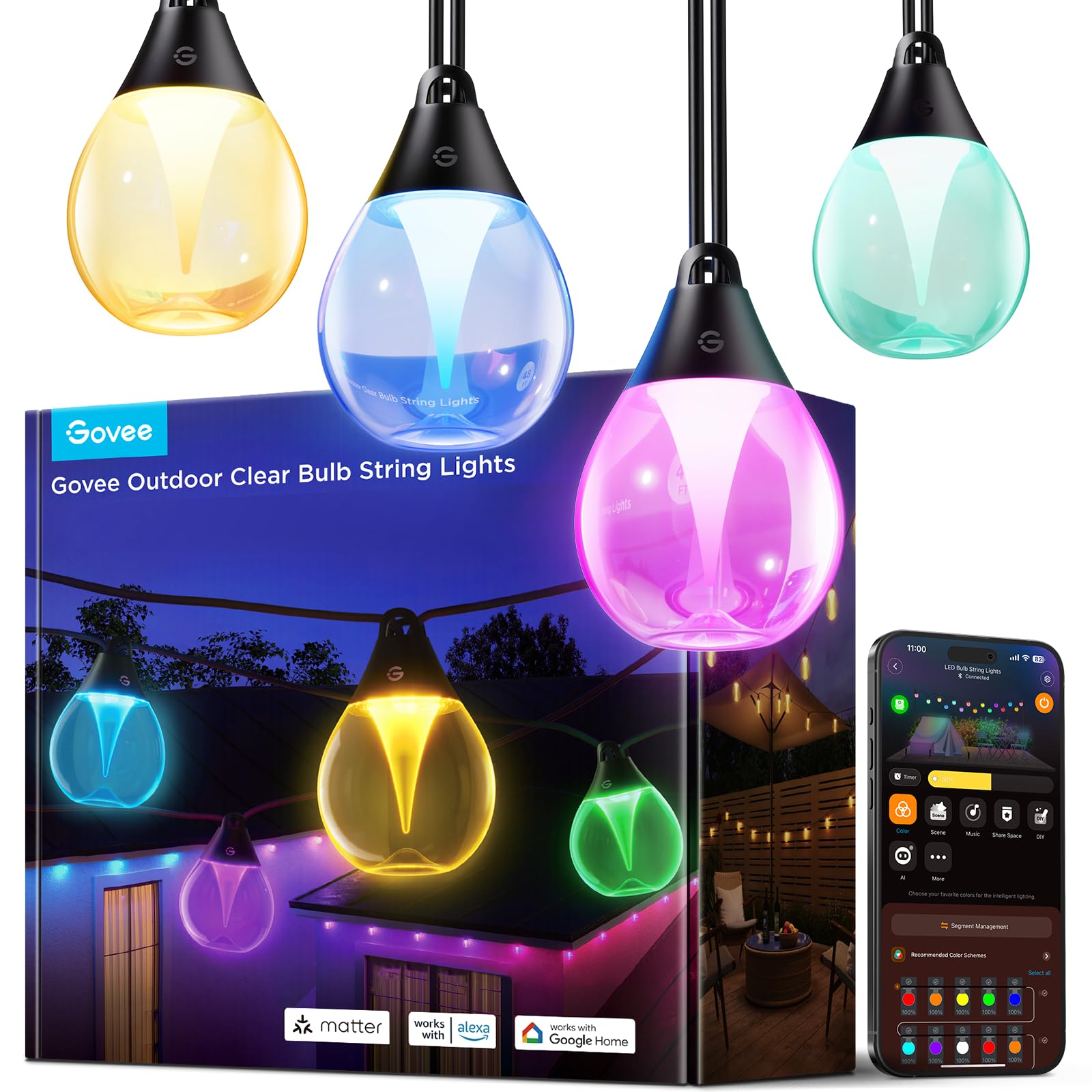 LED Garten Lichterkette 15m – RGB Außenbeleuchtung für Balkon, Terrasse & Garten