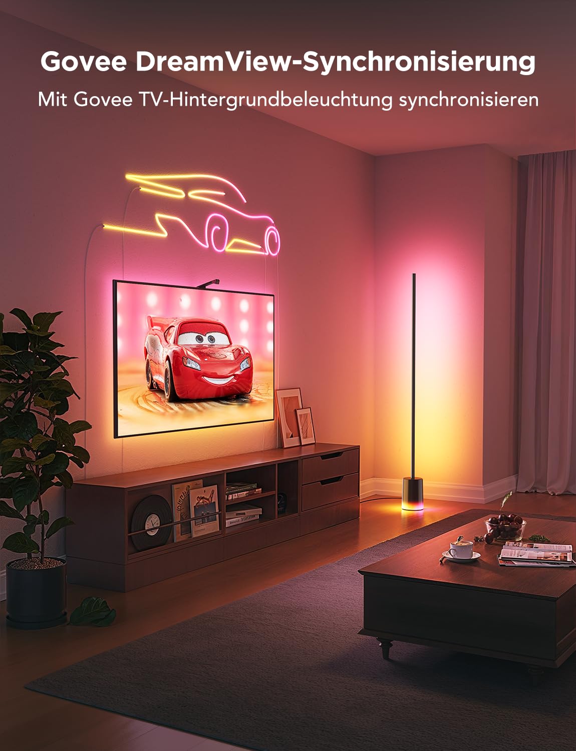 RGBIC LED Stehlampe 1725lm dimmbar – Smart Stehleuchte mit Matter & Musikmodus für Wohnzimmer