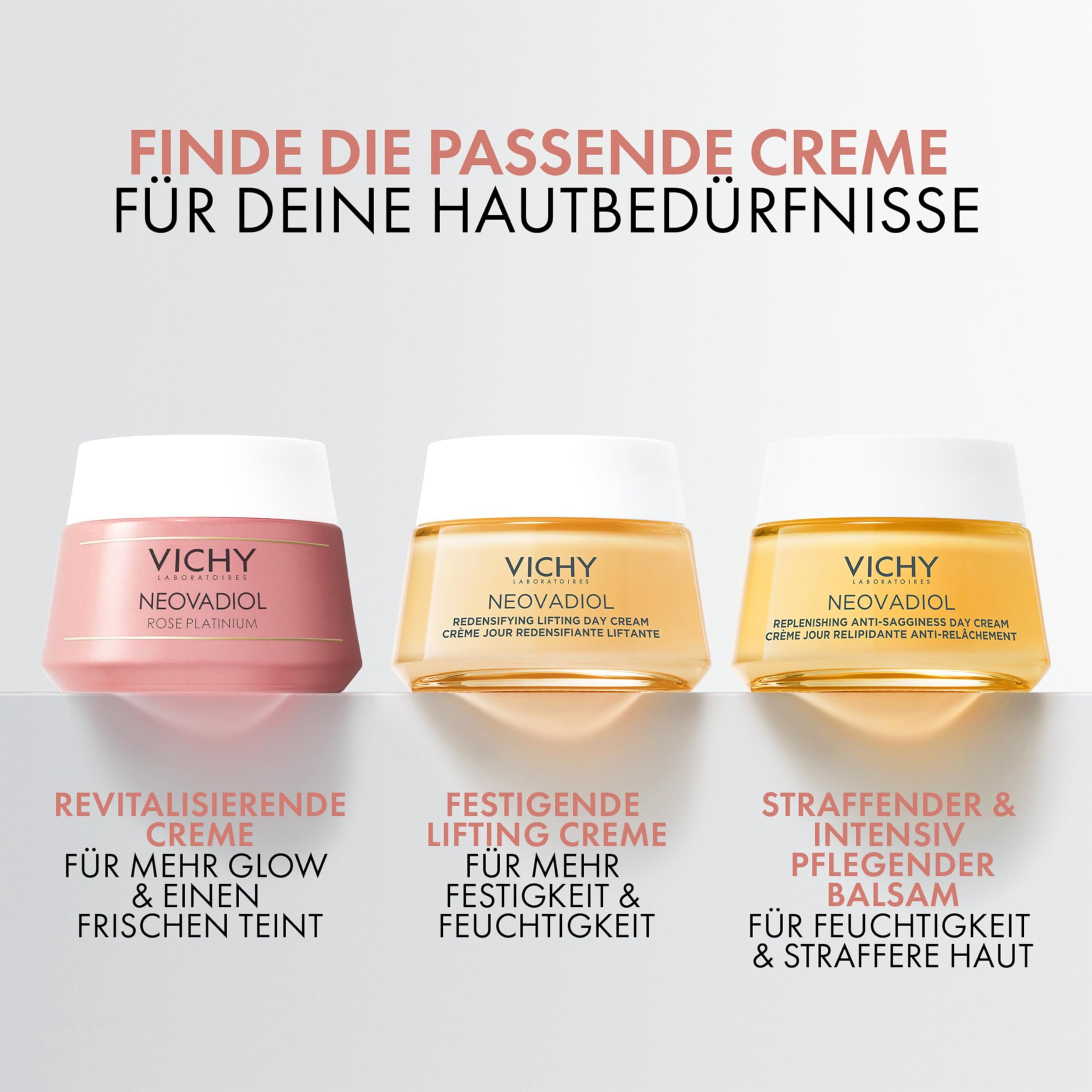 VICHY Rosé Platinium Tagespflege – revitalisierende Anti-Aging Creme für sehr reife & trockene Haut, 50 ml