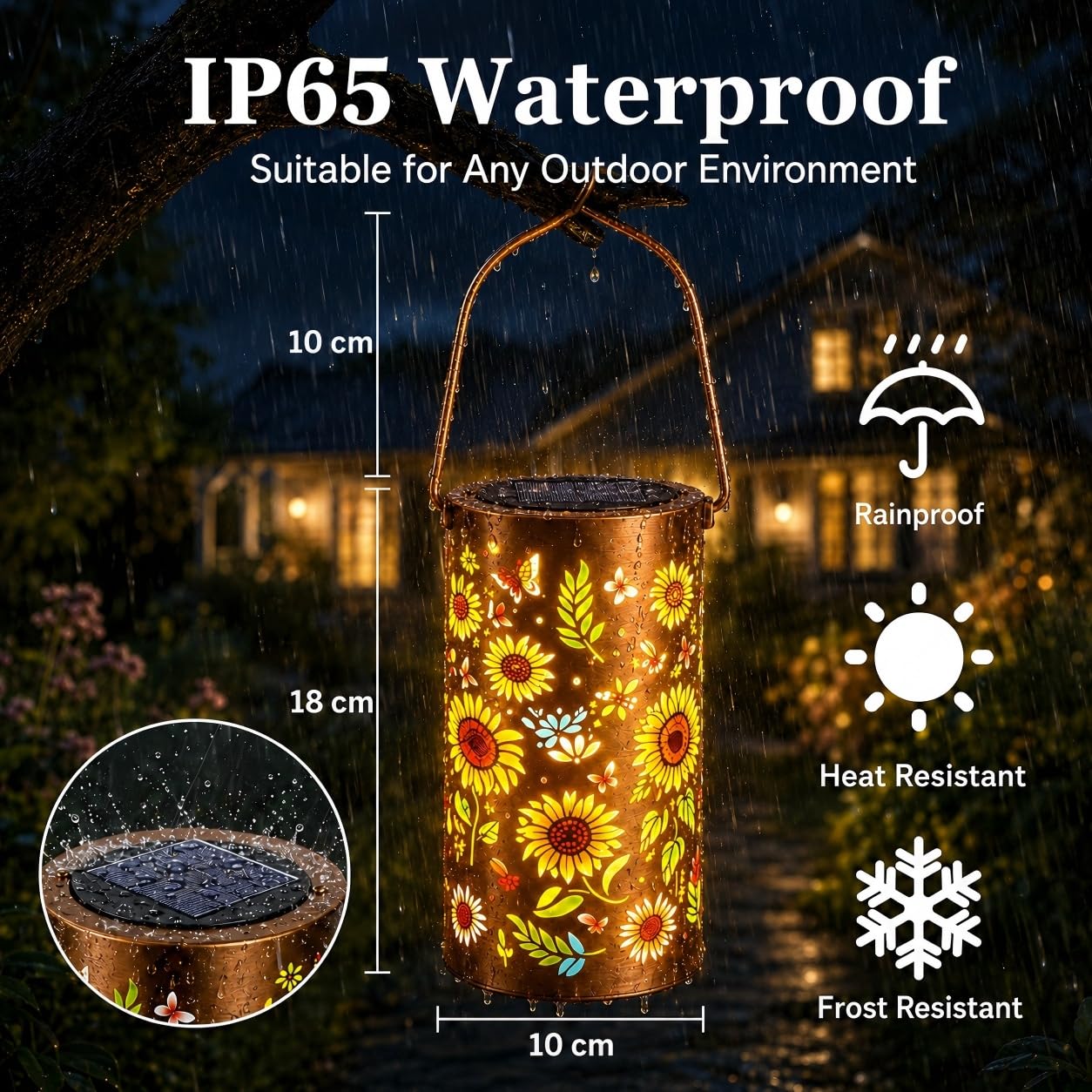Sonnenblumen Solarlampe Hängend 2er Set – Bunt, IP65, Gartendeko Balkon & Terrasse