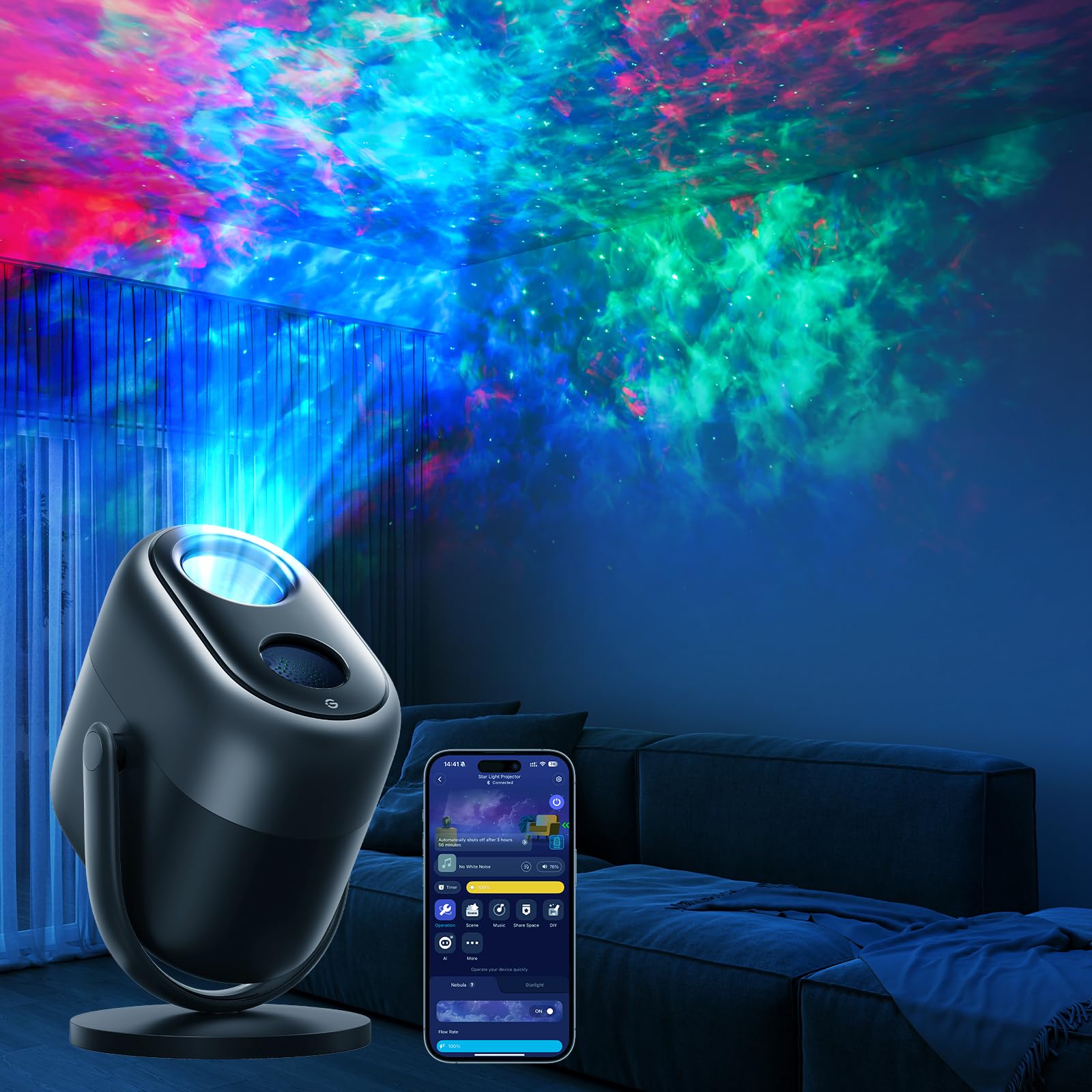 RGBW Sternenhimmel Projektor LED – Smart Galaxy Lampe mit Alexa & 50+ Szenen für Schlafzimmer