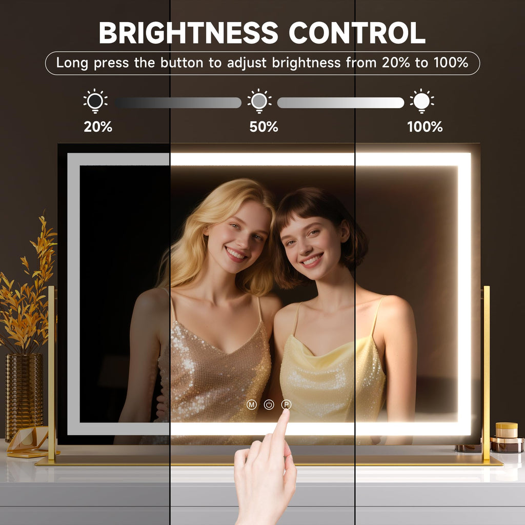 LED Schminkspiegel 60x50 cm mit Beleuchtung – Kosmetikspiegel mit Touch & 360° Drehung