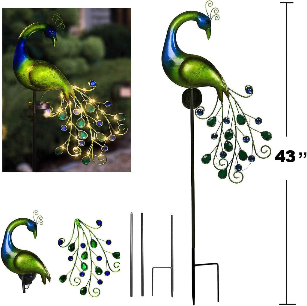 Solar Gartenleuchte Pfau 🦚 LED Gartendeko Licht für Balkon Terrasse & Garten