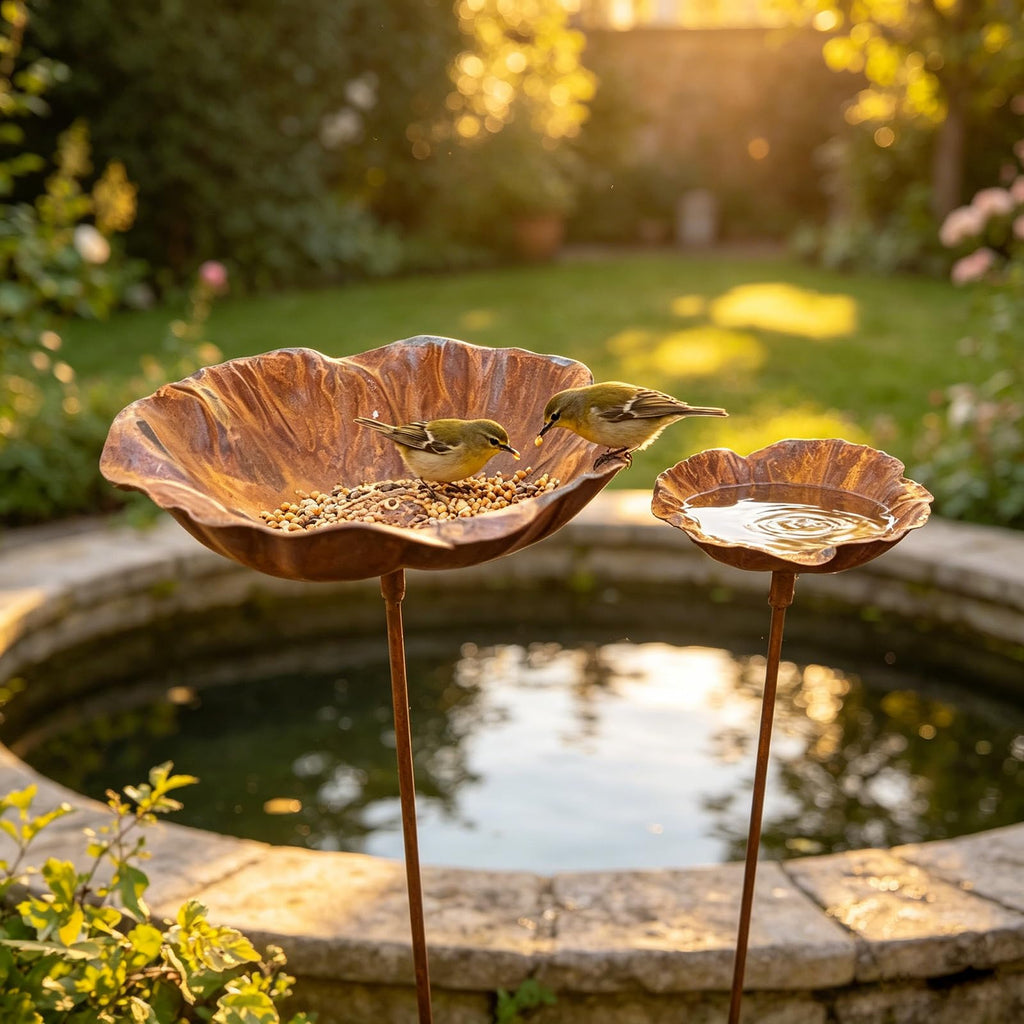 Huicare Regenfänger Gartenstecker Rost Vintage – Insektentränke Eisen Deko