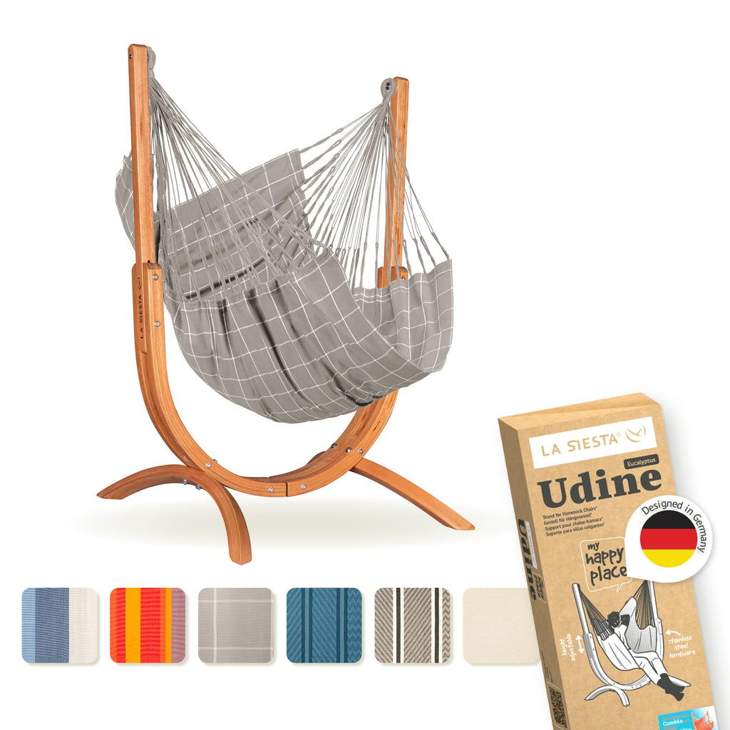 LA SIESTA Hängesessel Udine mit Ständer – Outdoor, wetterfest, FSC-Eukalyptus