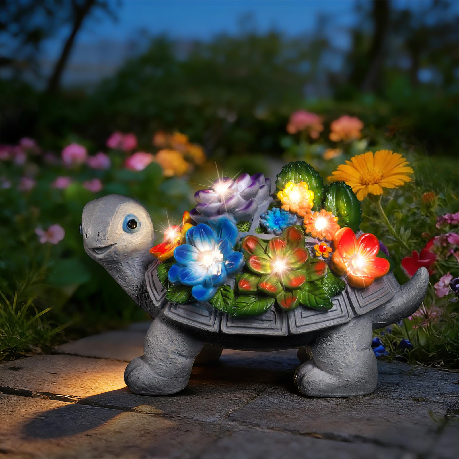 Solar Schildkröte Gartendeko Außen 7 LED Licht Geschenk Mama Oma Frauen