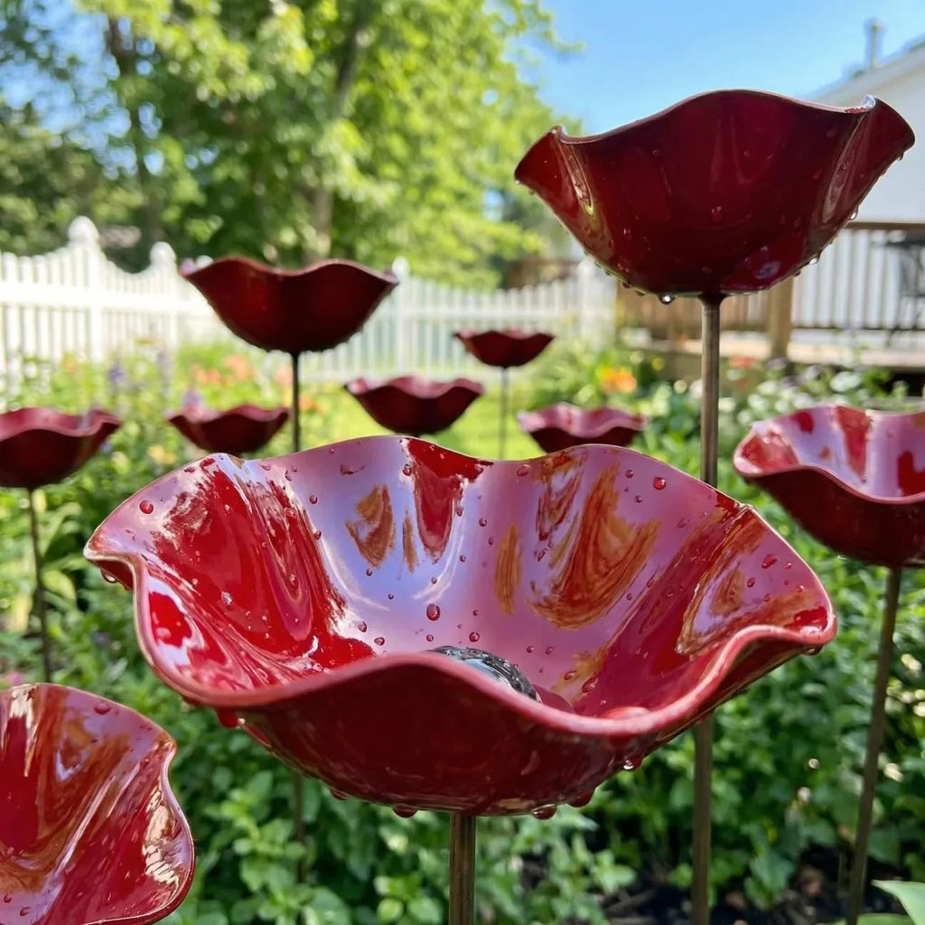 Bienentränke Blume Metall 3er Set – Insektentränke &amp; Vogeltränke Gartenstecker