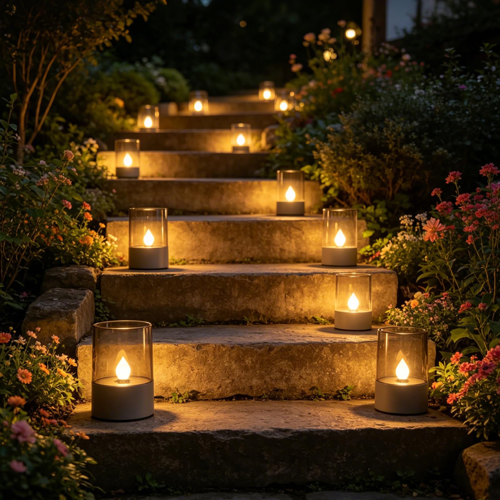 Hekasvm Solar Tischleuchten 2er Set – LED Solar Kerzen für Garten, Balkon & Terrasse