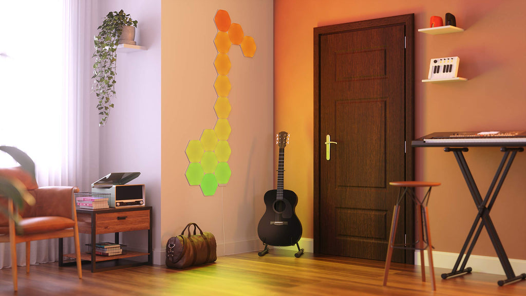 Nanoleaf Shapes Hexagon Starter Kit – Smarte RGBW LED Wandpaneele mit WLAN, 15 Panels