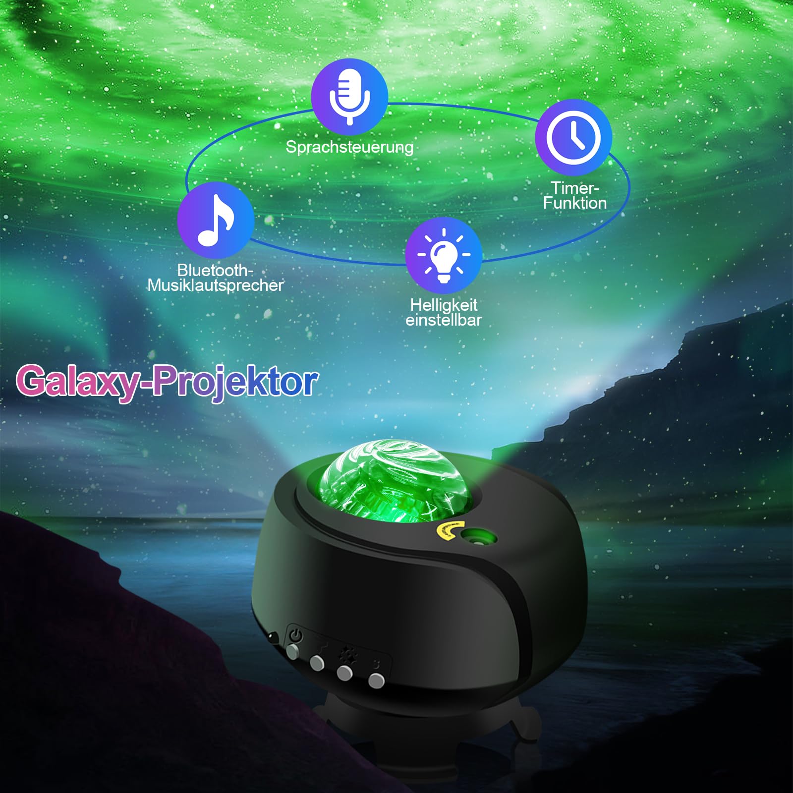Galaxy Sternenhimmel Projektor – LED Aurora Lampe mit Bluetooth & Fernbedienung