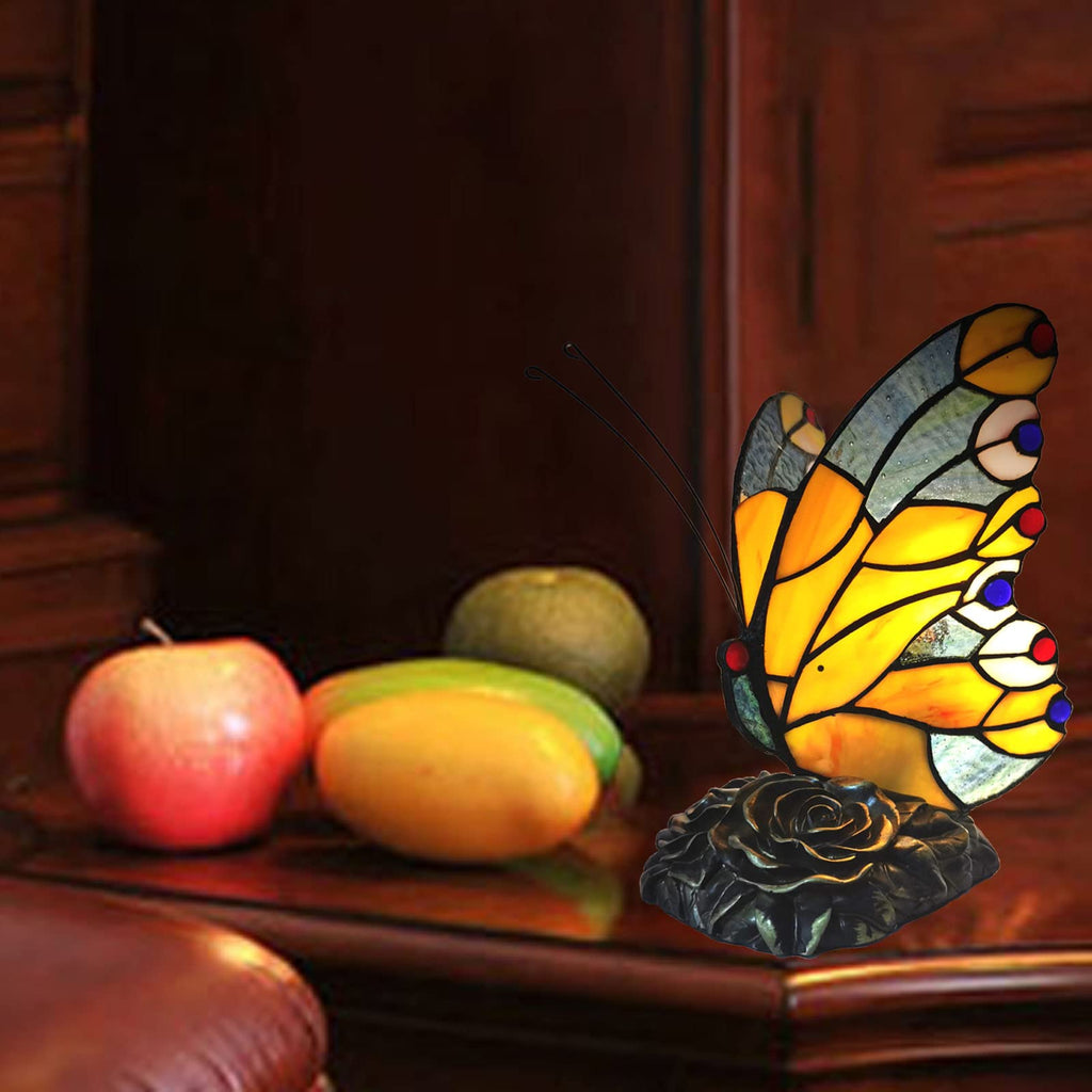 FUMAT Tiffany Schmetterling Tischlampe – Handgefertigte Vintage Buntglasleuchte