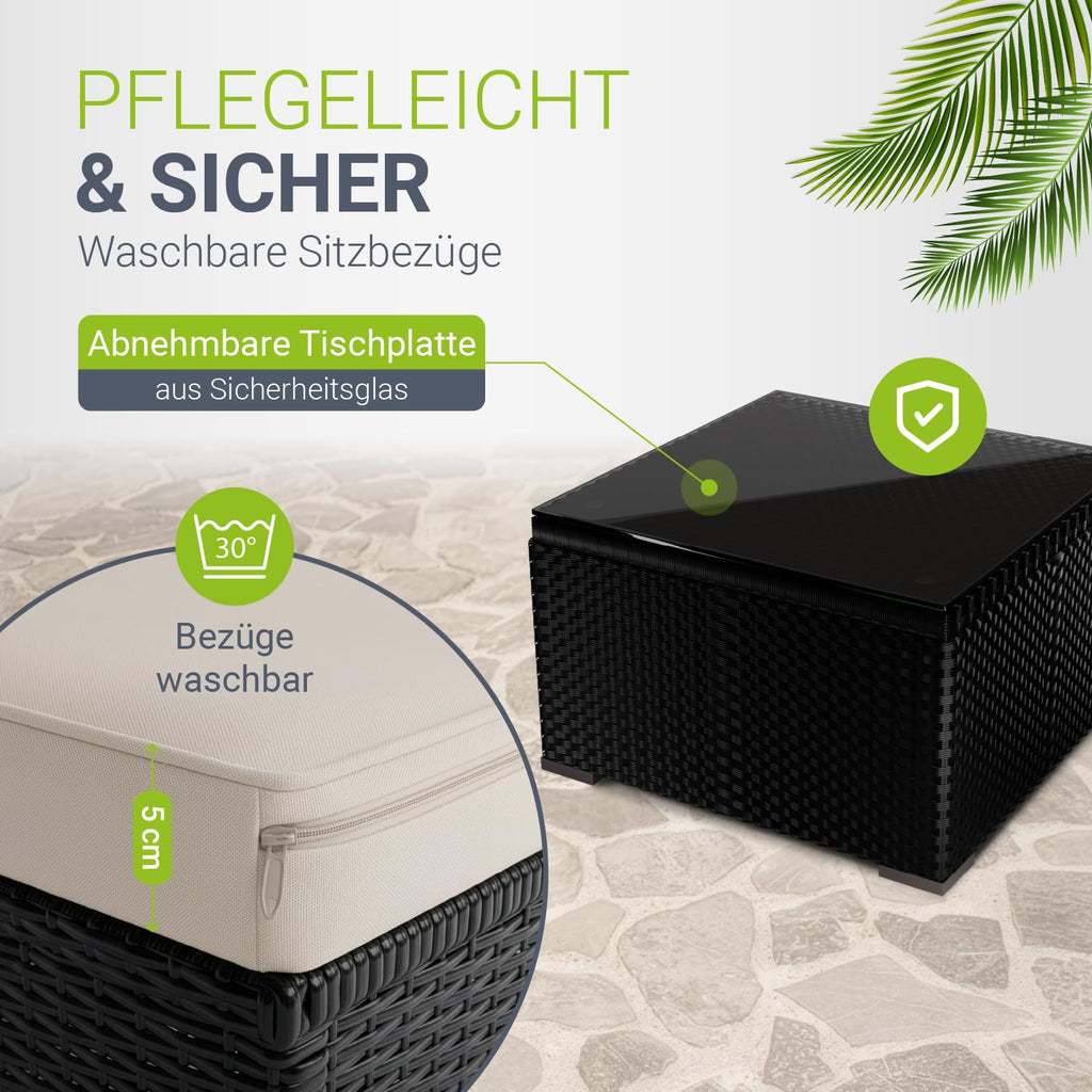 Polyrattan Lounge Set mit Abdeckung für Balkon & Garten – Komfort für 3–4 Personen