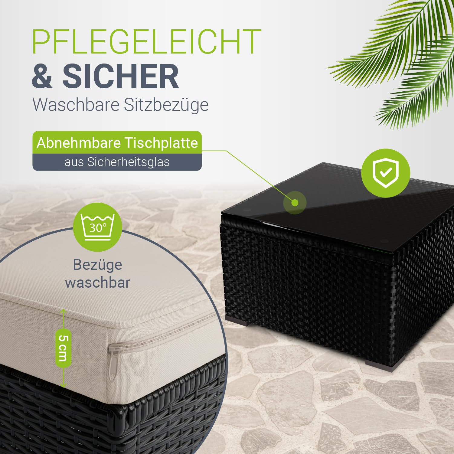 Polyrattan Lounge Set mit Abdeckung für Balkon & Garten – Komfort für 3–4 Personen