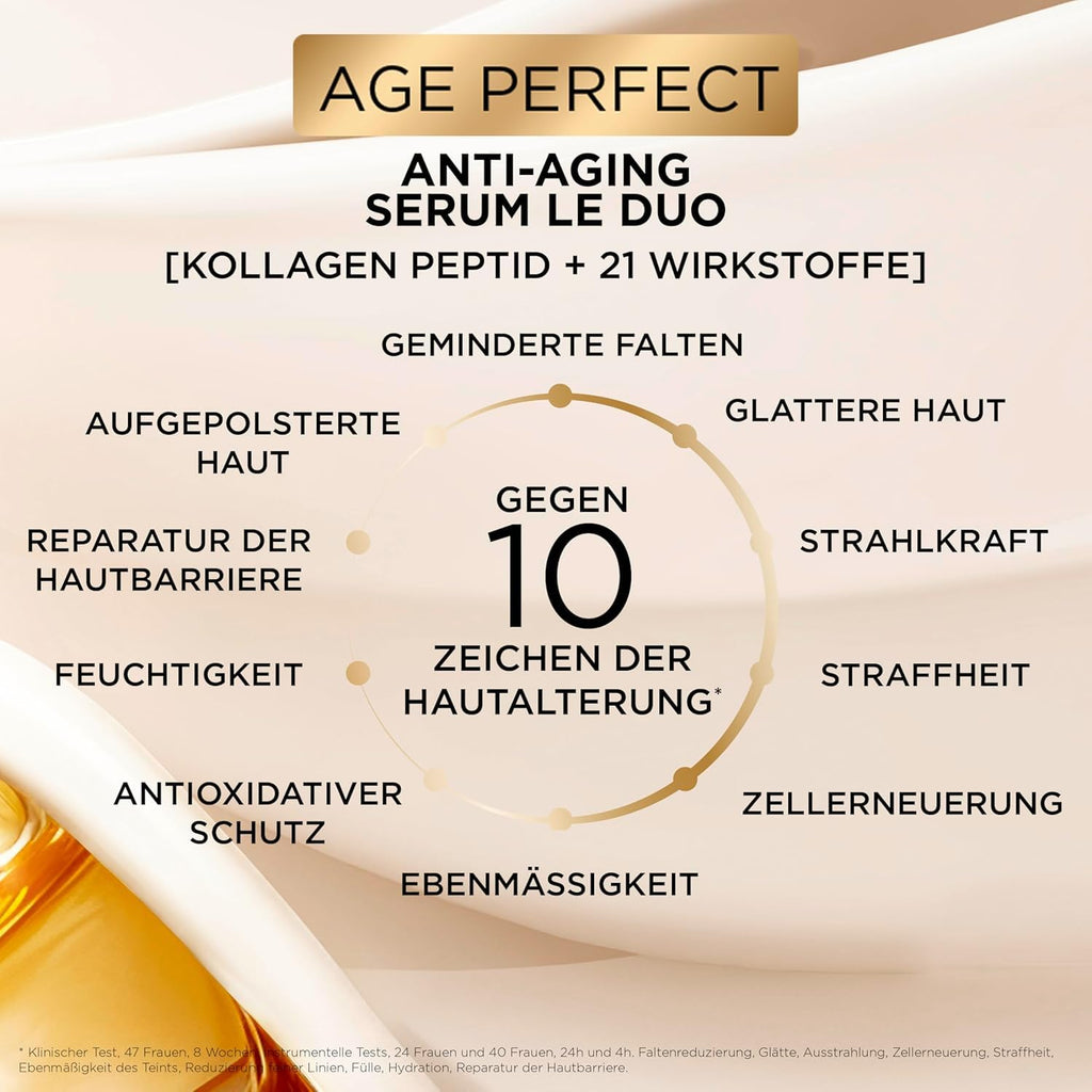 L’Oréal Paris Age Perfect Serum Le Duo – Anti-Aging Serum mit Kollagen & Vitamin B3, 30 ml