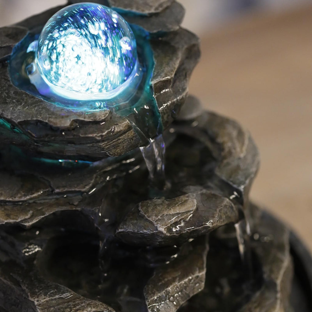 Zimmerbrunnen Little Rock – LED Farbwechsel, Steinoptik & Feng Shui
