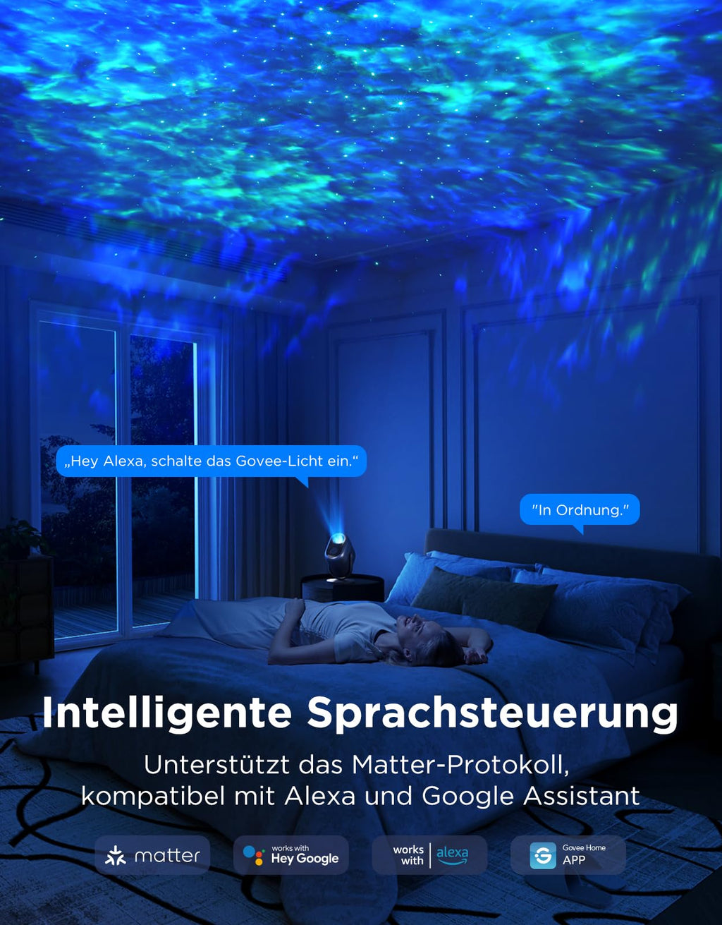 RGBW Sternenhimmel Projektor LED – Smart Galaxy Lampe mit Alexa & 50+ Szenen für Schlafzimmer