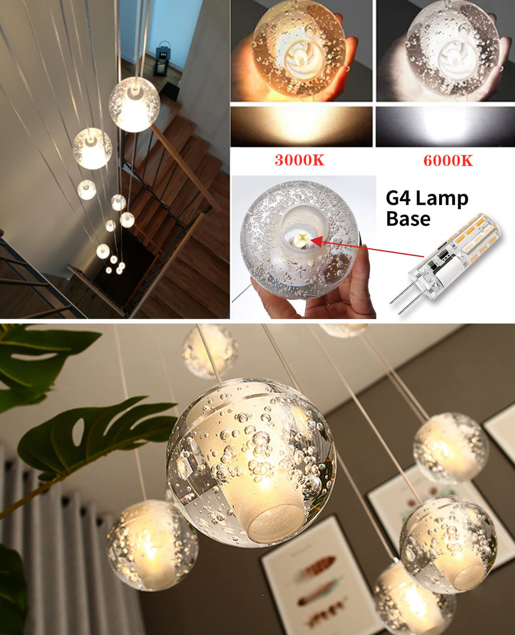 LED Kristall Pendelleuchte 36-flammig – Moderner Kronleuchter aus Glas für Wohnzimmer & Esszimmer