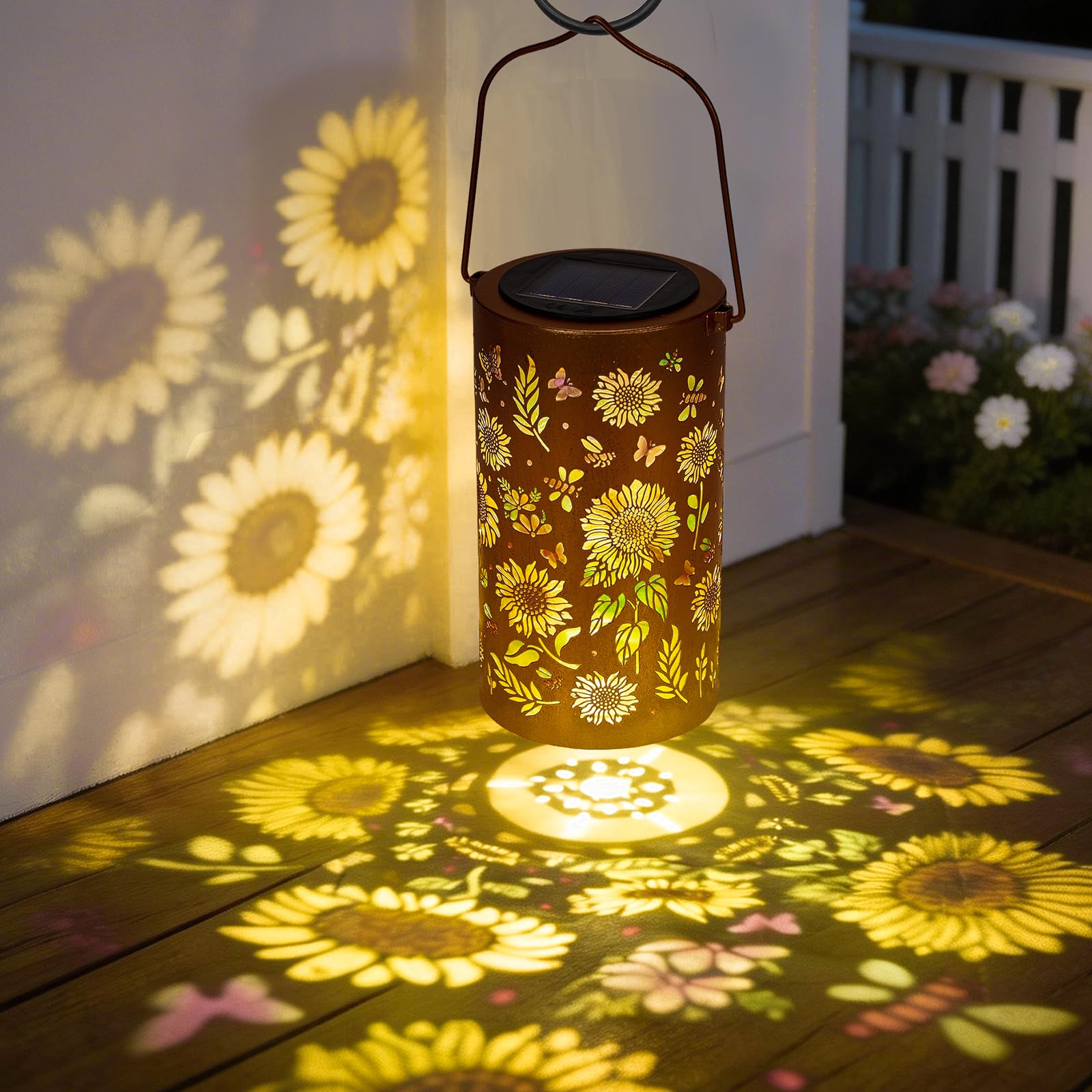 Sonnenblume Solarlampe Außen – Gartendeko hängend, Geschenk für Frauen