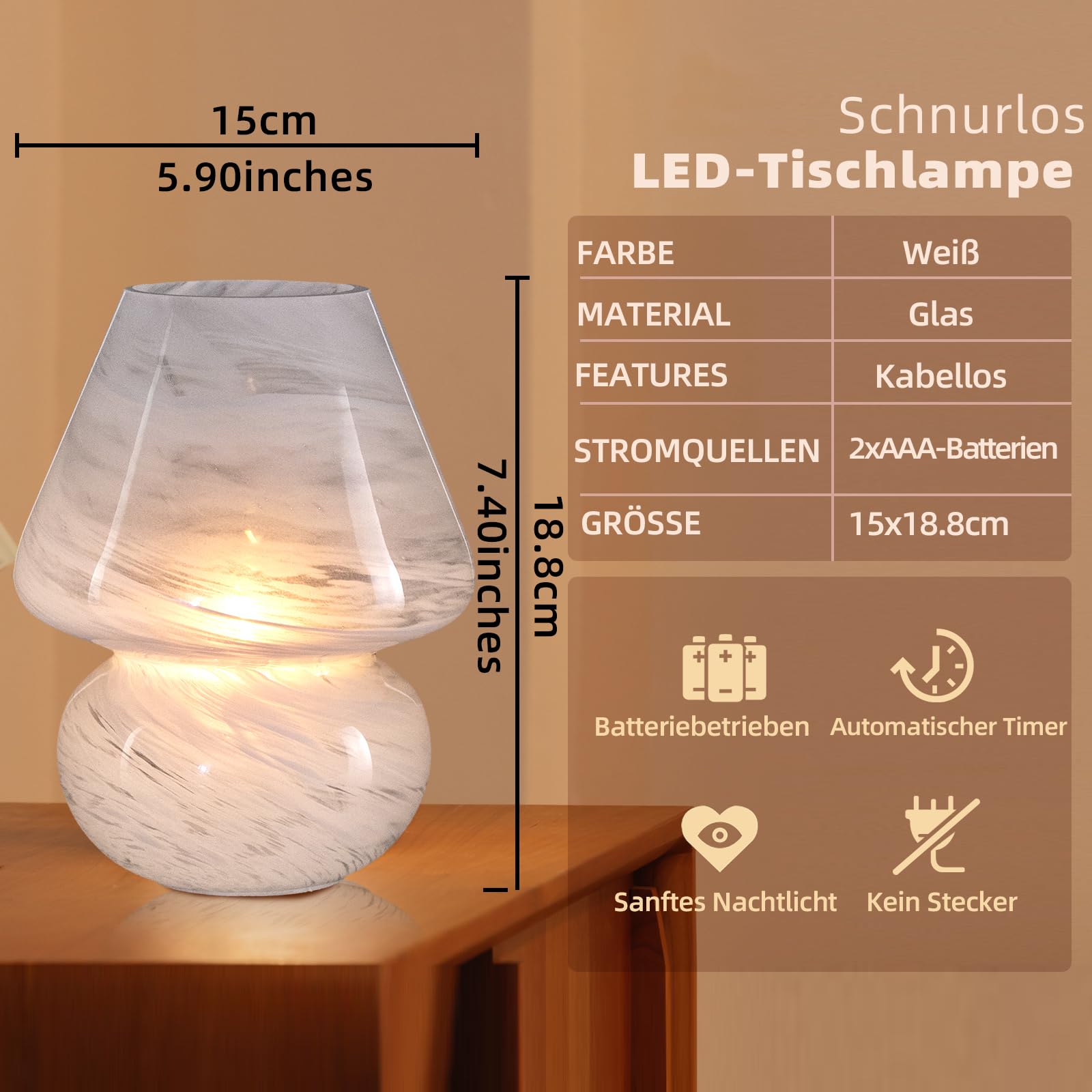 Mushroom Tischlampe – Aesthetic Pilzlampe mit warmem Ambient Licht für Schlafzimmer