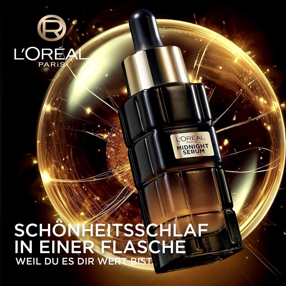 L’Oréal Paris Midnight Serum – Nachtserum für Regeneration, mit Antioxidantien & Vitamin E, gegen Falten, 30 ml