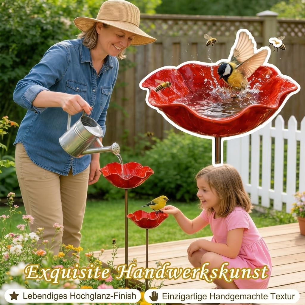 Bienentränke Blume Metall 3er Set – Insektentränke &amp; Vogeltränke Gartenstecker