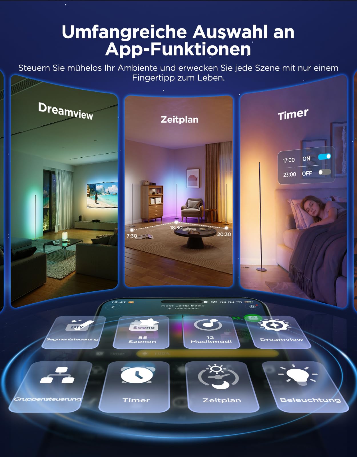 Govee RGBIC LED Stehlampe Smart | WiFi Standleuchte Wohnzimmer