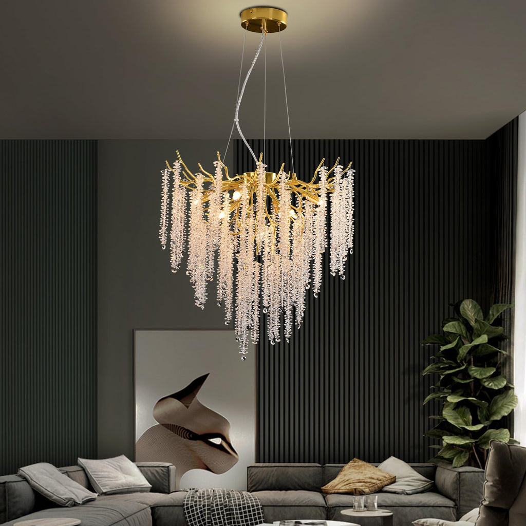 Luxus Kristall-Kronleuchter Gold, rund, dimmbar – Pendelleuchte 60cm