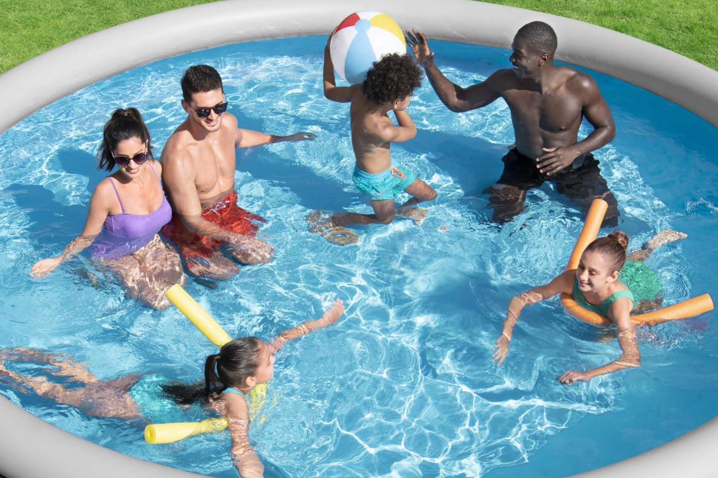Bestway Fast Set Aufstellpool Ø 457 cm – Rattan-Optik, mit Filterpumpe, rund