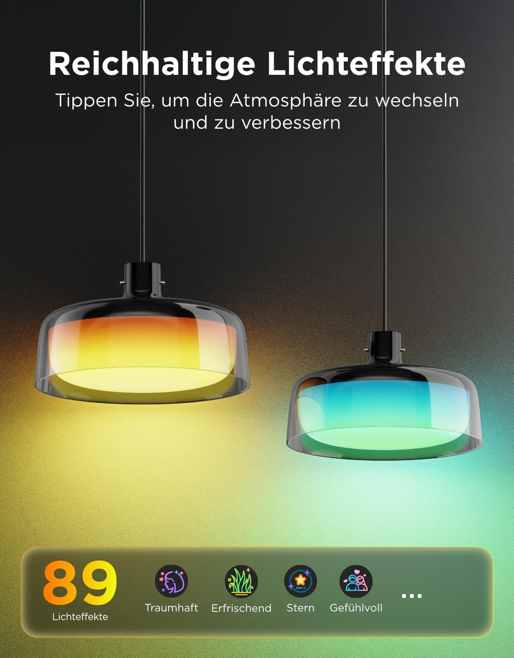 Smart RGBIC Pendelleuchte dimmbar – Moderne LED Hängelampe mit Weißlicht für Esstisch & Küche