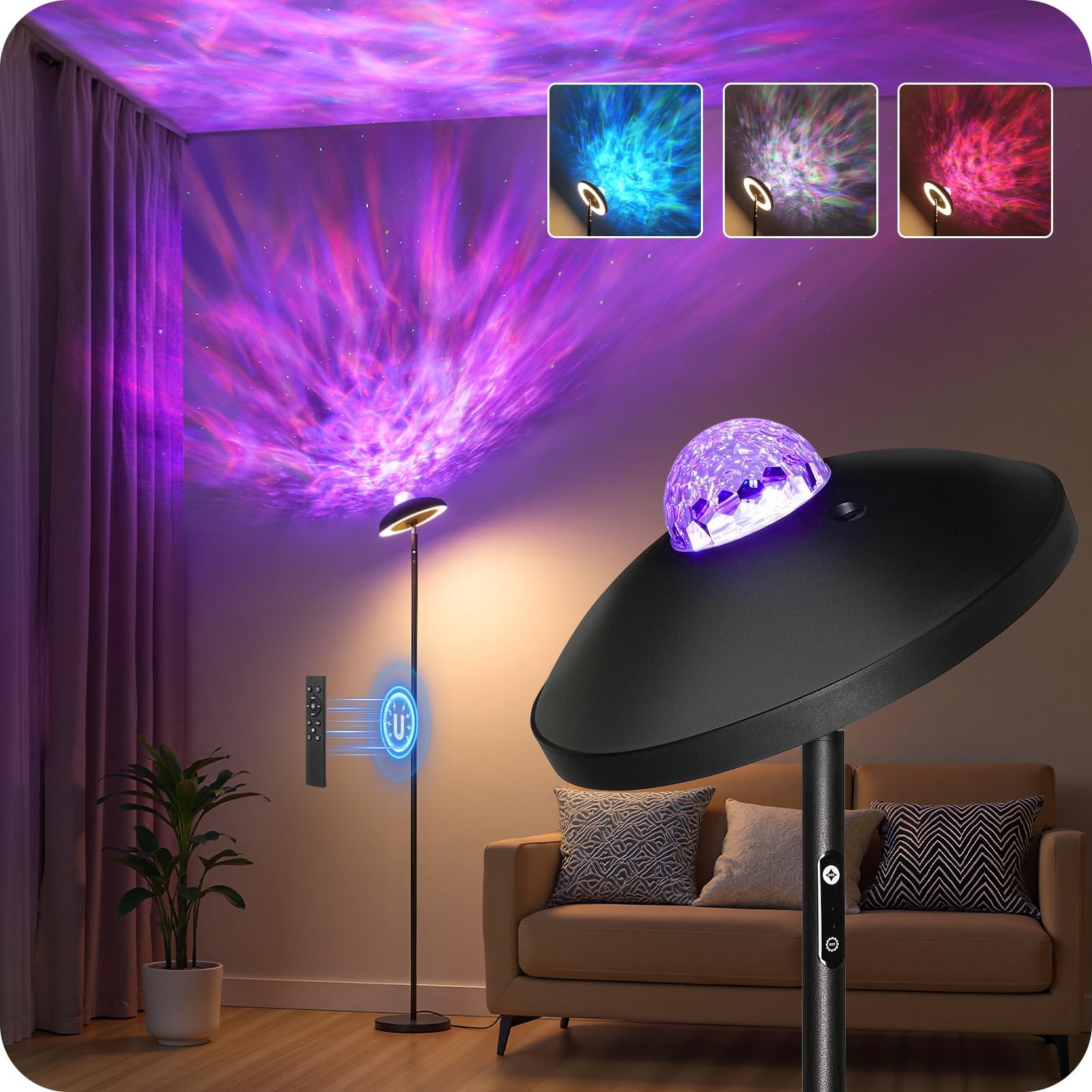 GOEBLESON RGB Stehlampe mit Sternenhimmel Projektor | dimmbar